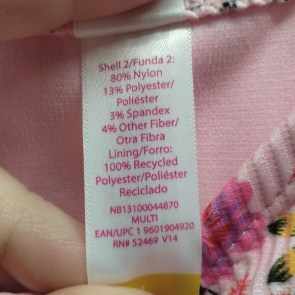 No Boundaries NWT Juniors Size Large Pink Floral Tie Shoulder One-Piece Swimsuit - Picture 8 of 10